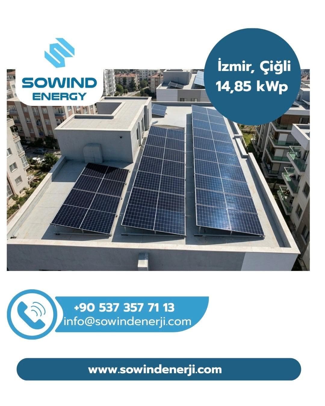 İzmir Çiğli Güneş Paneli Projesi_14,85 kWp_Sowind Enerji Sistemleri