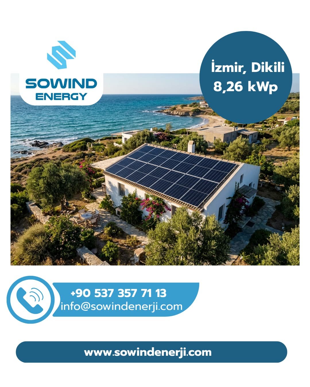 İzmir Dikili Güneş Enerjisi Projesi_8,26 kWp Sowind Enerji Sistemleri