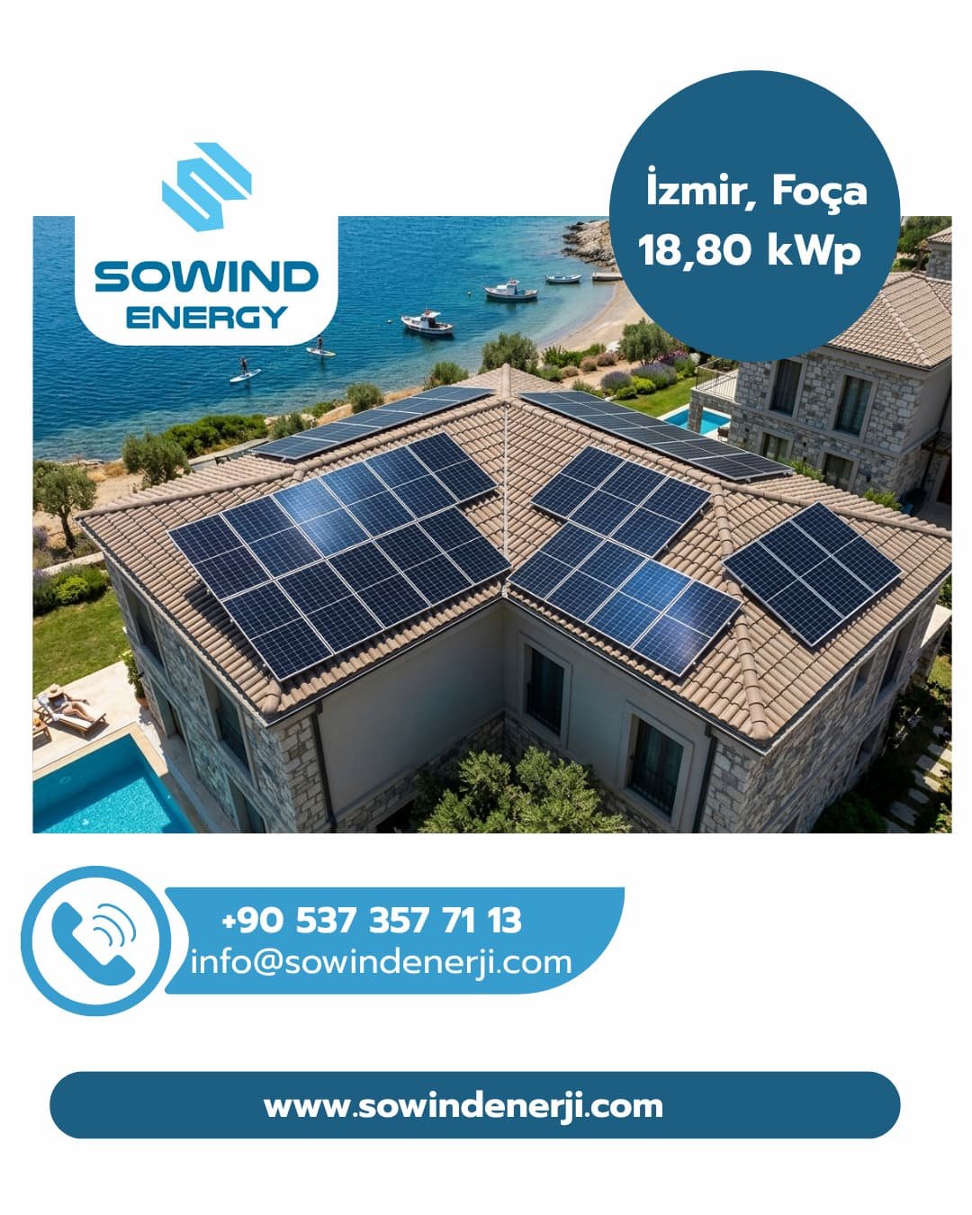İzmir Foça Güneş Enerjisi Sistemleri_18,80 kWp_Sowind Enerji Sistemleri