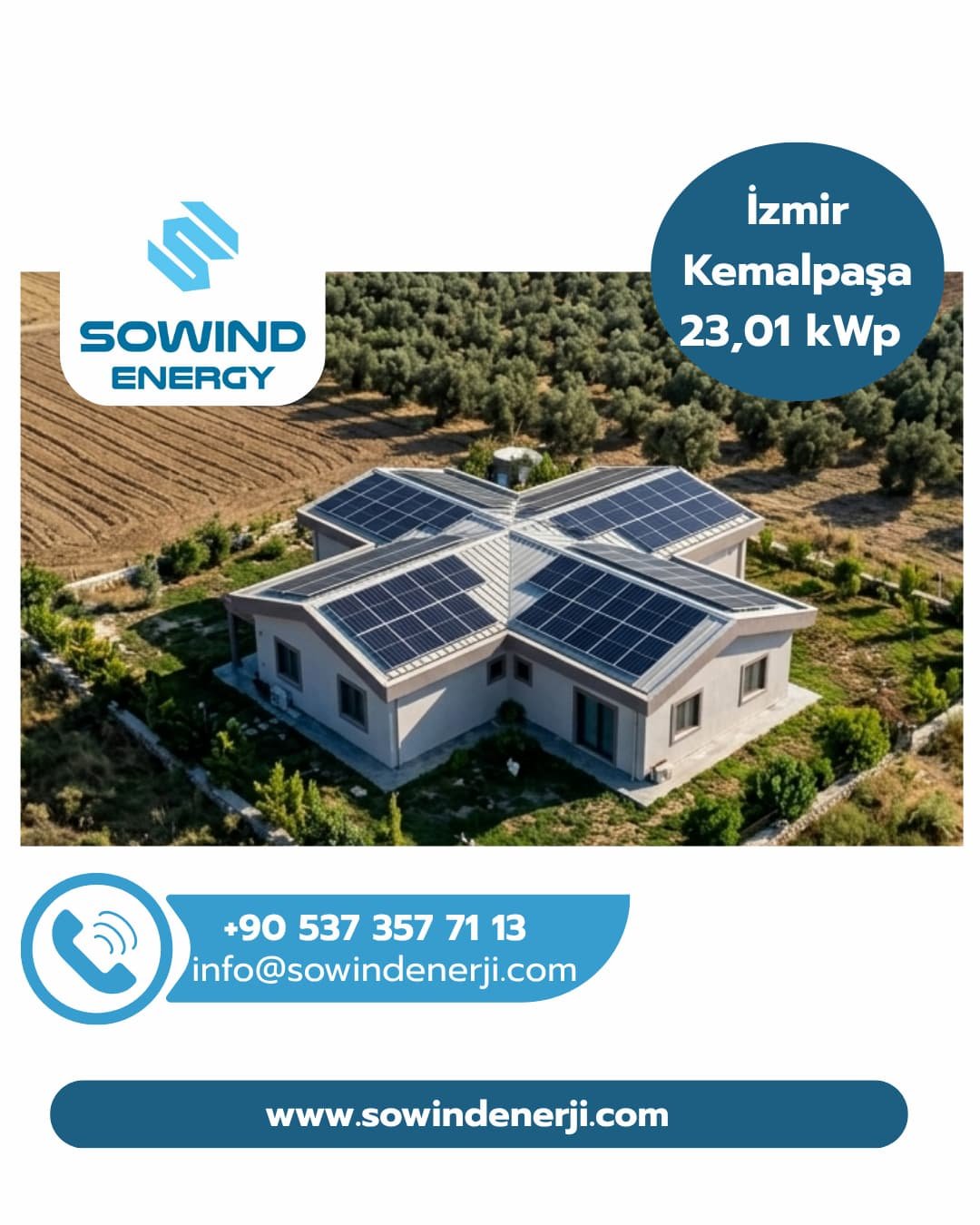 İzmir Kemalpaşa Güneş Enerjisi Projesi_23,01 kW_Sowind Enerji Sistemleri