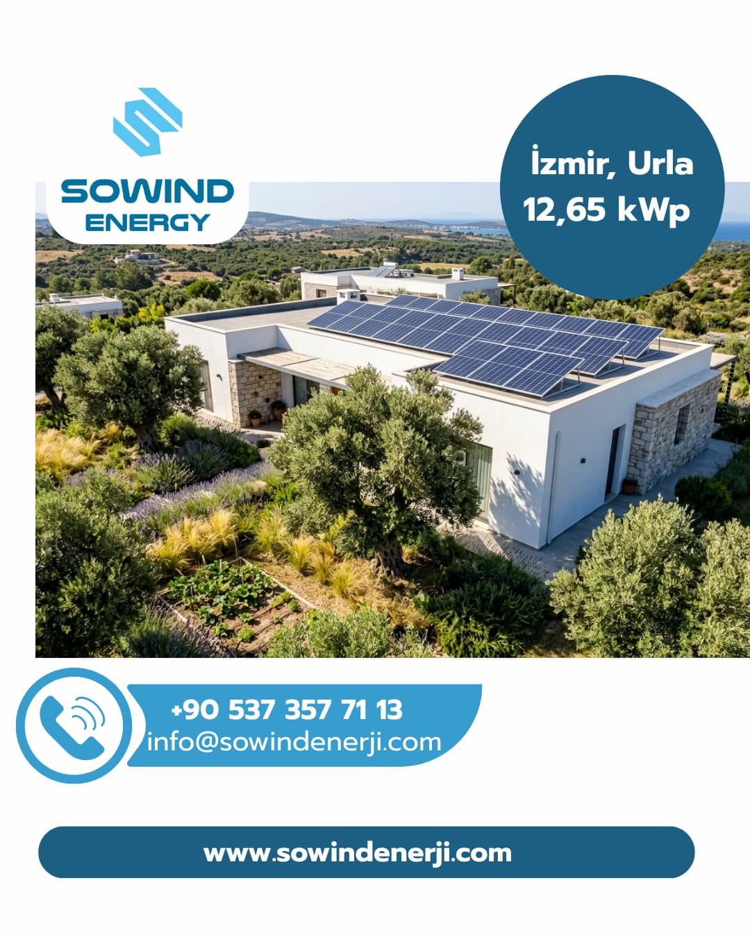 İzmir Urla Güneş Enerjisi Projesi 12,65 kWp_Sowind Enerji Sistemleri